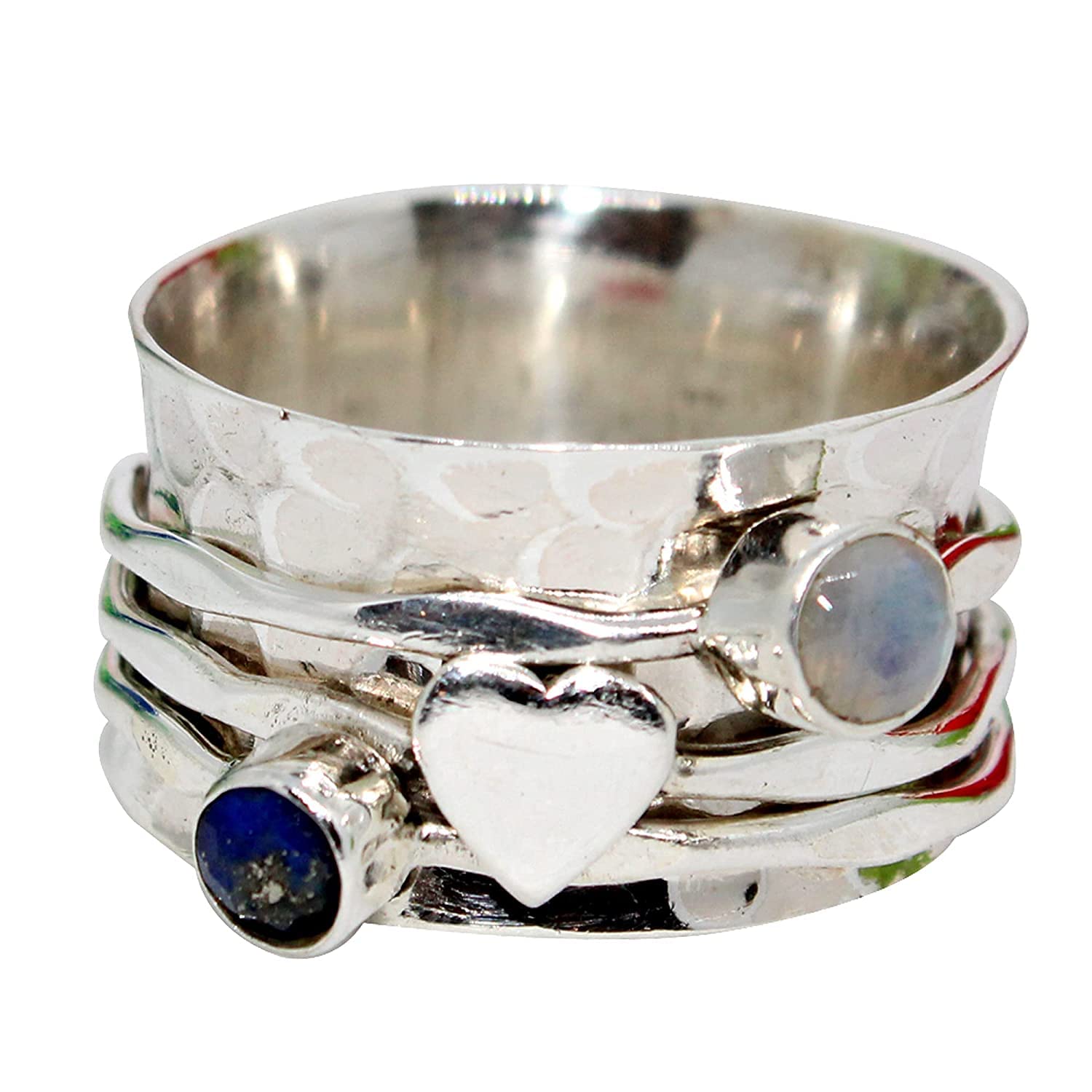 Customize your ring with any gemstone/birthstone, Red Onyx and Citrine Thumb 925 Sterling Silver Ring for Women, Size 10