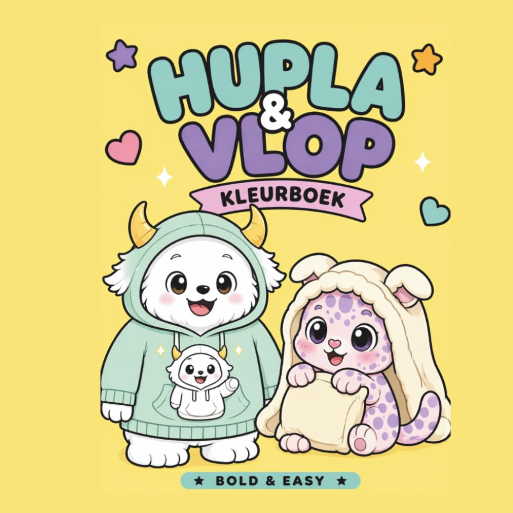 Hupla & Vlop Kleurboek: Bold & Easy Kleurboek voor Kinderen van 5 tot 8 jaar: 25 Grote en Eenvoudige Kleurplaten met Dikke Lijnen - Hupla & Vlop Deel 1 (Hupla & Vlop: Bold & Easy Kleurboeken)
