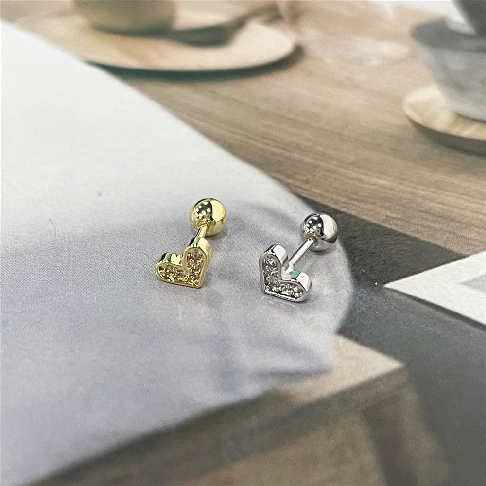 16G Small Love Heart Cartilage Stud Earrings for Women Cute Stainless Steel Screw Back Studs Earring Conch Helix Rook Daith Piercing Jewelry - Image 4
