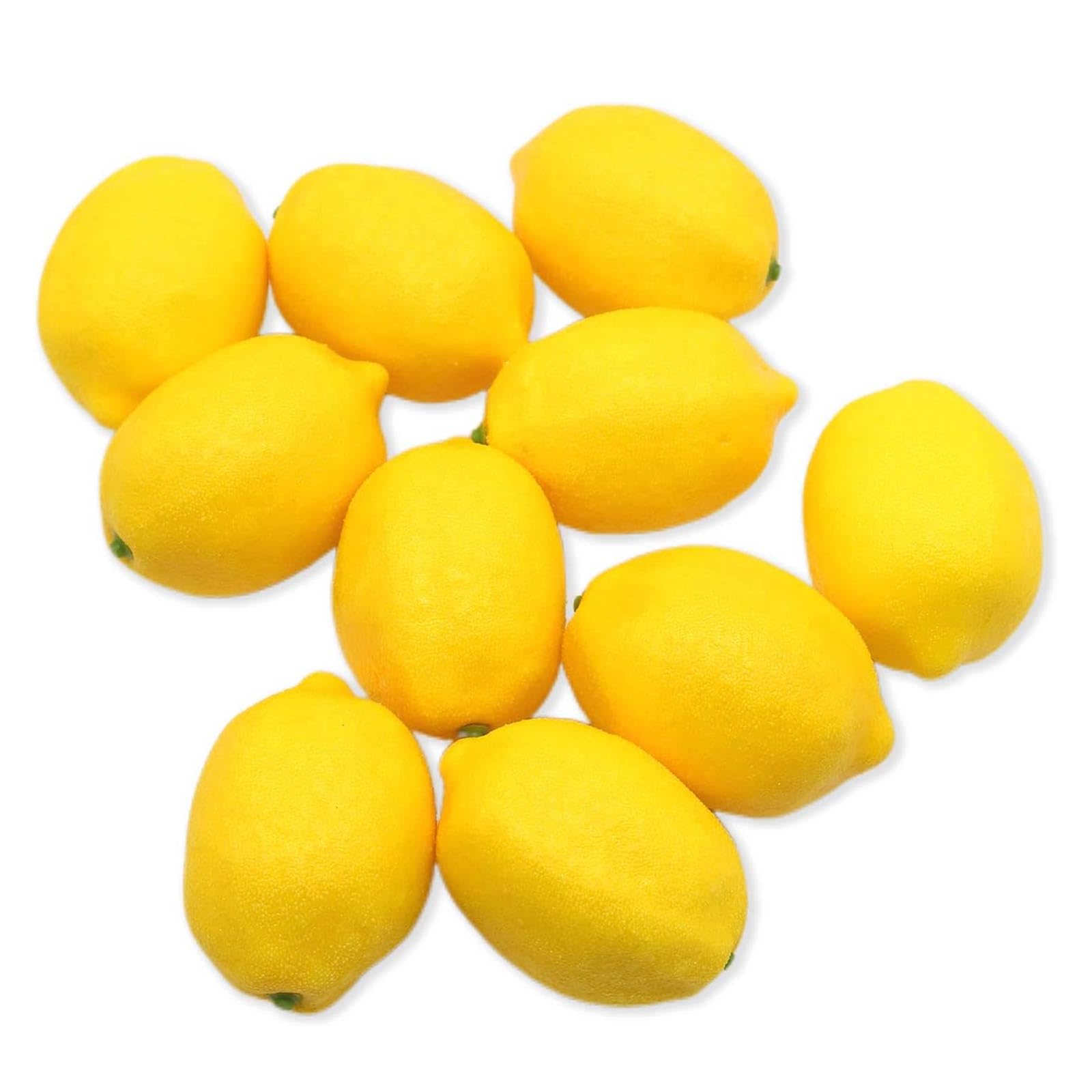 10 Piezas Limones Artificiales Amarillos Realistas, Frutas Falsas de Plástico para Decoración de Cocina, Mesa, Cuencos, Centros de Verano y Adornos de Fiesta