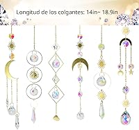 Vista 4 de 6 Piezas de Atrapasueños de Cristales Coloridos con Colgante de Cadena, Bolas de Cristal para Ventana, Hogar, Jardín, Decoración para Navidad, Día