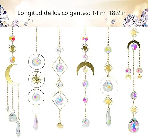 Miniatura 4 de 6 Piezas de Atrapasueños de Cristales Coloridos con Colgante de Cadena, Bolas de Cristal para Ventana, Hogar, Jardín, Decoración para Navidad, Día