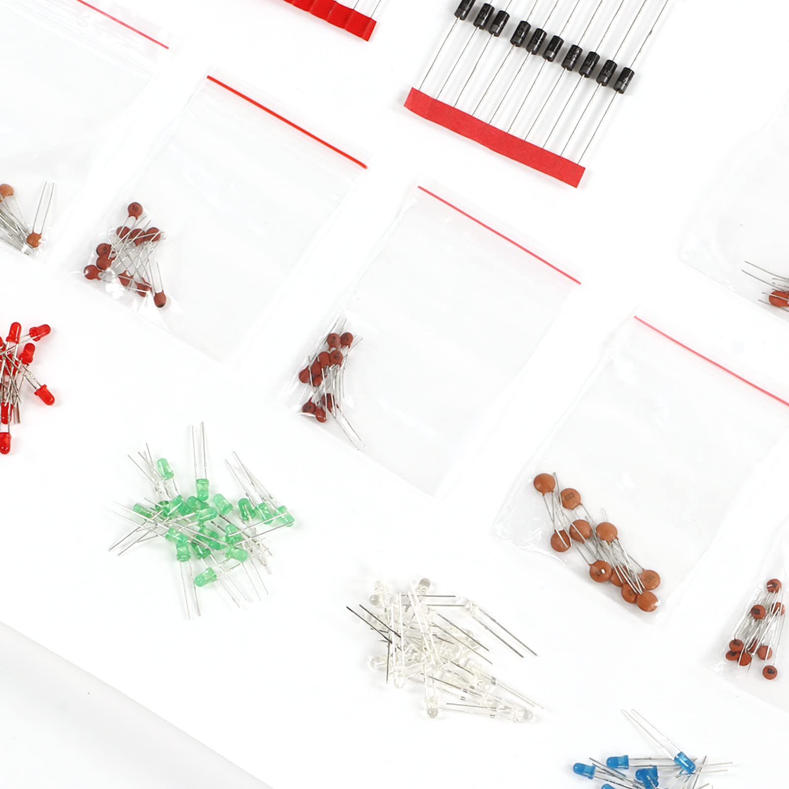 Kit condensatore resistore a 6 valori Kit componenti elettronici con diodi LED e materiale PCB for amplificatore audio e stadio di interconnessione