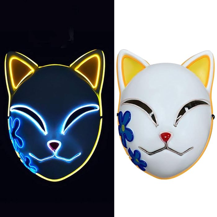 Buy Halloween Demon Mask Japanese Cartoon Fox Cat Replica LED Light Up