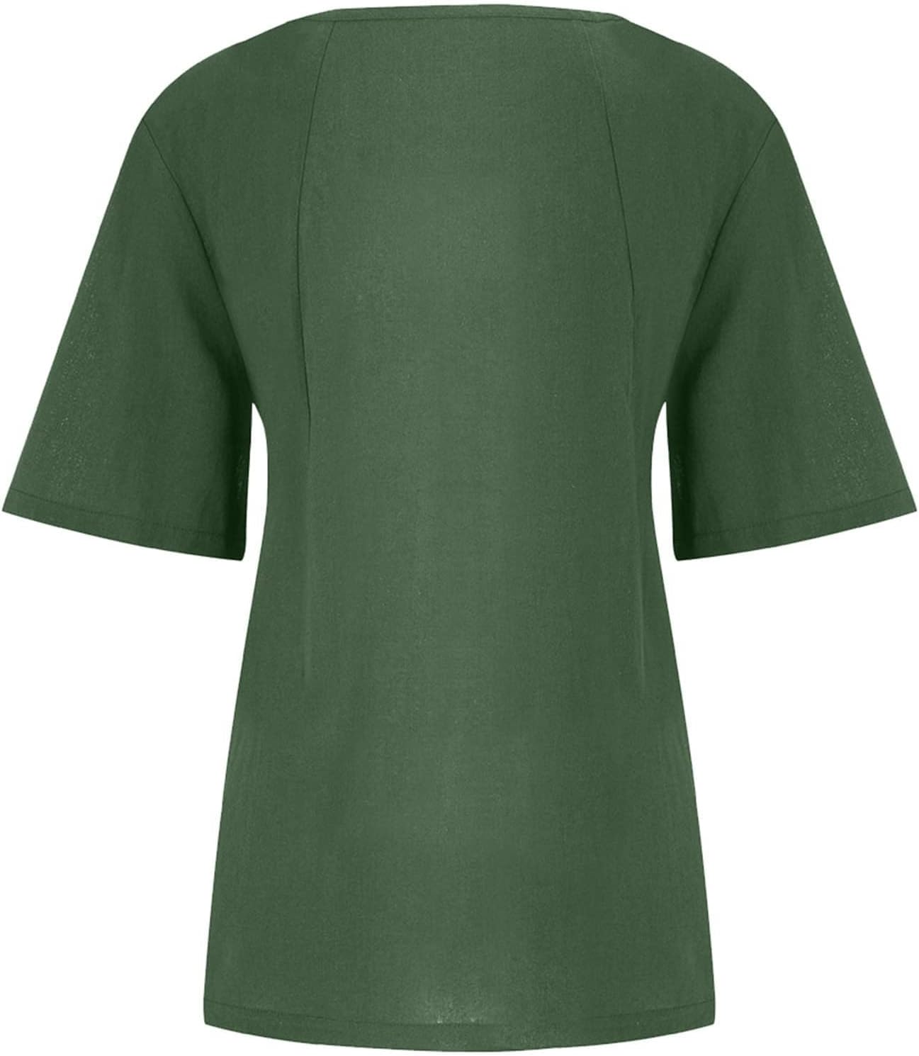 Loose Fit Tops for Women Summer Cotton Linen Tshirt Tops Casual Loose Fit Trendy Tunic Short Sleeve Plus Size Blouses - Image 4