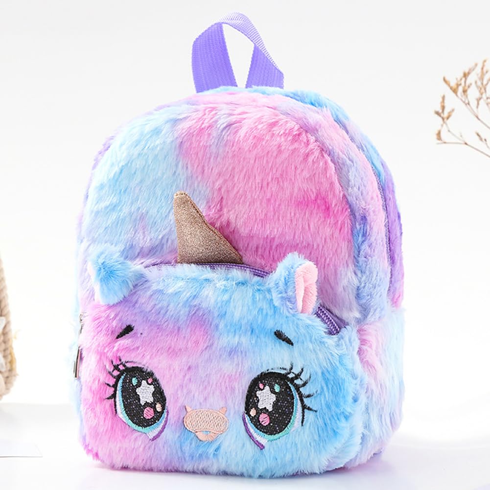 Unicornio Peluche Mochilas, Ojos grandes Unicornio Peluche Mochilas para Niño, Mochila de Moda Cute Glitter Girl, linda mochila de felpa Unicornio para mochila escolar Bolsa de viaje