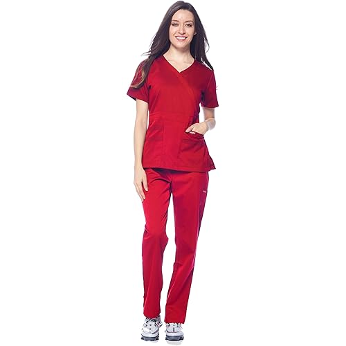 Dagacci Medical Uniform Women's Scrub Set Stretch and Soft Y-Neck Top and Pants