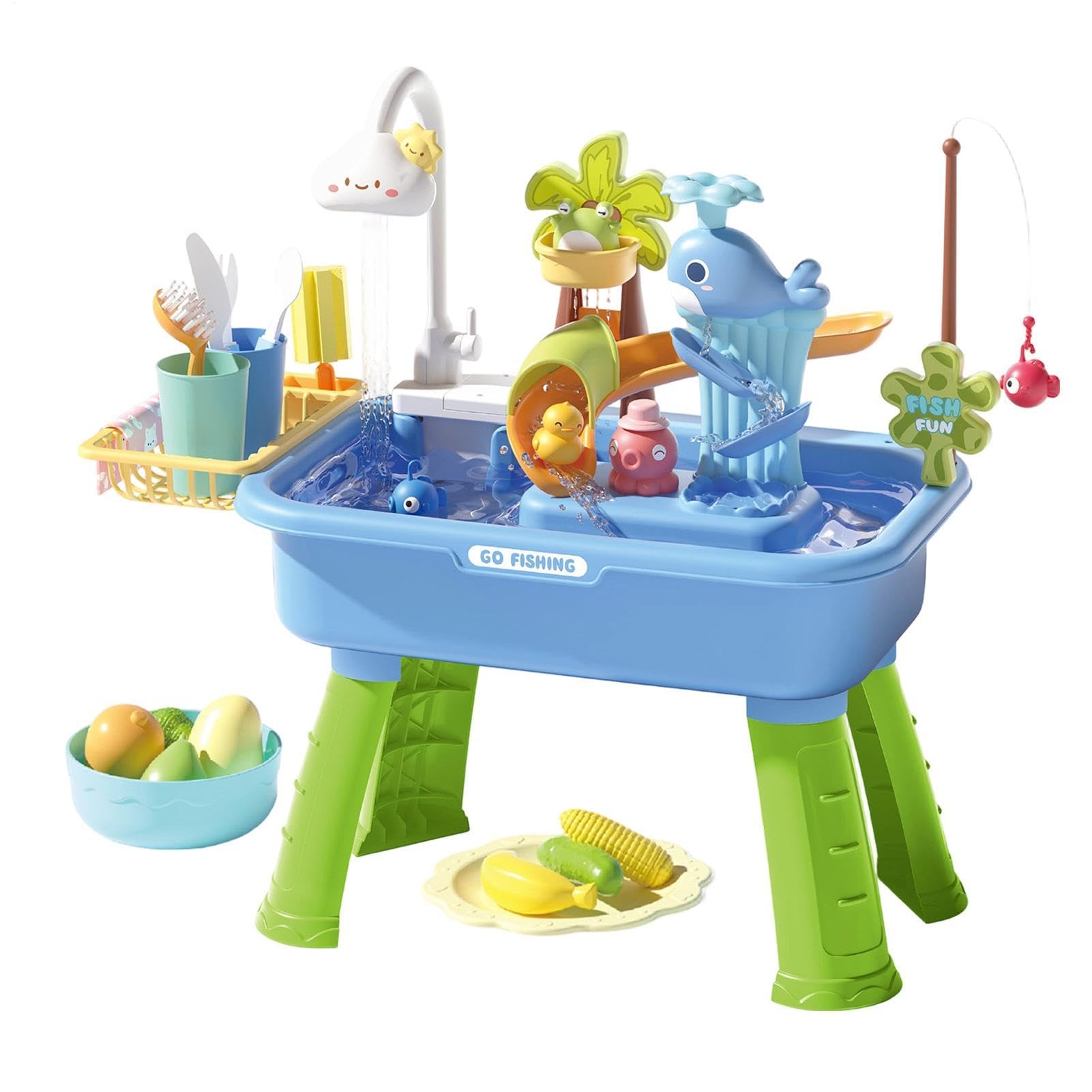 Wasserspieltisch Kinder Outdoor, Garten Spielzeug, Wasserbahn Kinder Draußen, Wasserspielzeug, Planschbecken Für Kleinkinder 3-8, Sommer Draußen Spielzeug Wasser Für Vorschulkinder, Garten,Terrasse