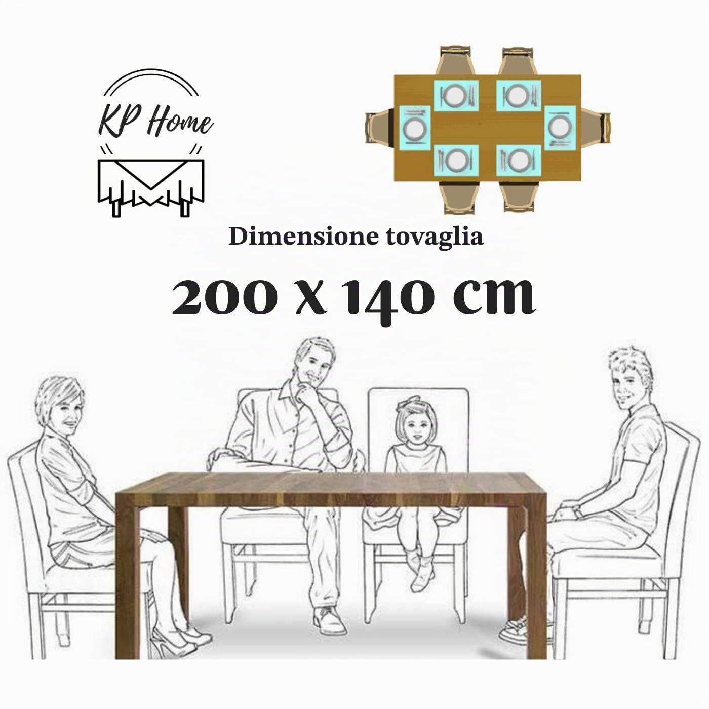 KP HOME Tovaglia Plastificata Rettangolare 200x140cm, Blu Intenso Tovaglia Cerata per Tavolo da 6 Posti, Interni ed Esterni, PVC Facile da Pulire, Impermeabile, con Motivo Azulejo Lisbona Piastrelle