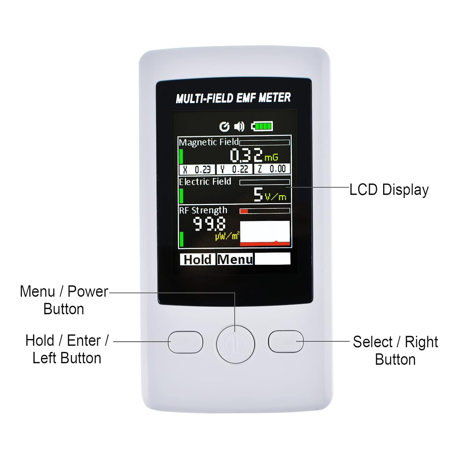 Super Brands Multi-Field EMF Meter Pocket ELF RF Gauss Meter 2000mG Electromagnetic Electric RF Field Strength Tester with Warning Indicator