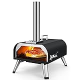CalmMax 12" Pizza Oven Outdoor with 360&deg; Auto Rotating Stone Wood Fired Portable Outdoor Oven Pellet Pizza Ovens Max Temp 930℉ Outdoor Pizza Oven