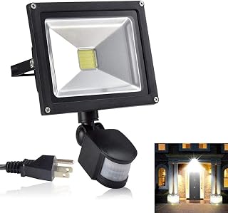 W-LITE 30W Led Motion Sensor Flood Lights Outdoor, PIR Induction Lamp, Intelligent Light, 6000K, Cool White, 240W Bulb Equivalent, 2400lm, Super Bright Waterproof Security Floodlight