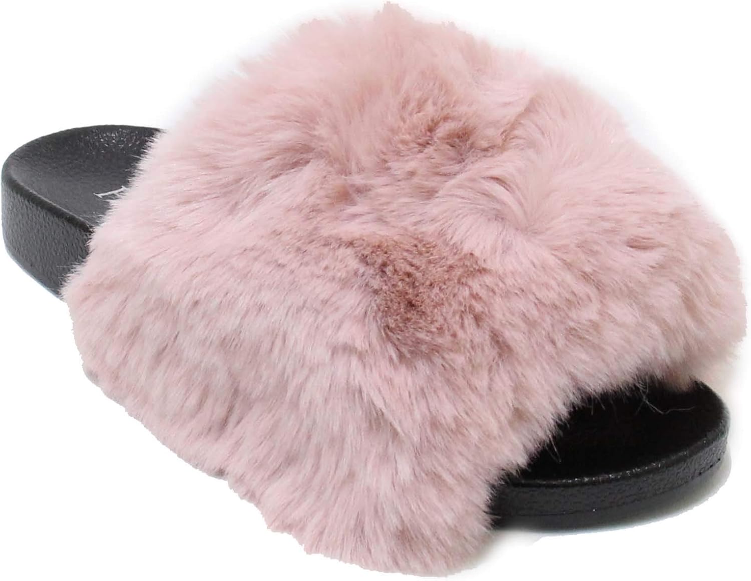Women's Fluff Furry Ultra Soft Fur Slides Slippers Open toe Slip On Sandals Lora