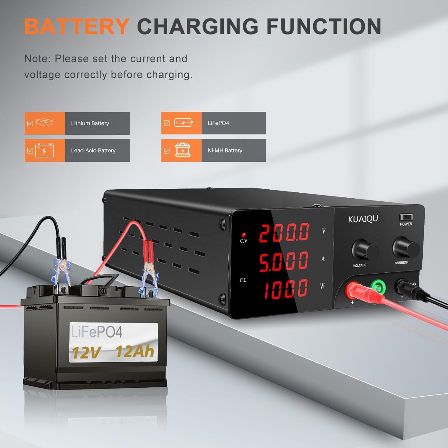 Fuente de Alimentación Regulable 200V 5A 1000W Alta Tensión Fuente de Alimentacion de Banco con Codificador Alta Potencia Alimentación de Laboratorio Ajustable con Salida Estable y Precisa