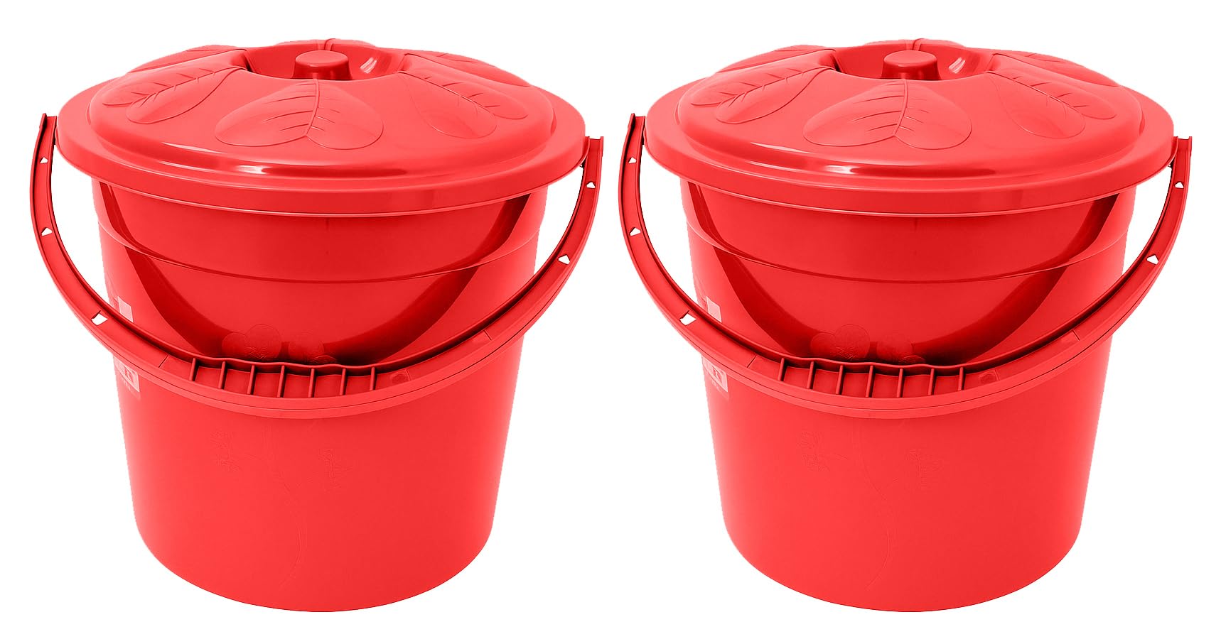 Best House | Plastic Bucket with Lid Handle | 15 Litres | RED | 2 Pcs | Household Bucket | Storage Buckets Bin Container, Multipurpose Use for Home, Garden and Workshops (Pack of 2)