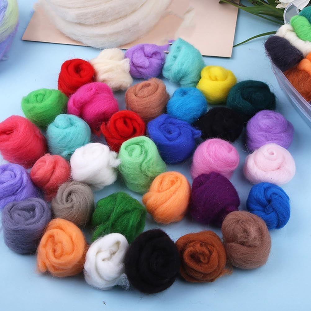 SAFIGLE 24pcs Felt Wool Set Needle Felting Wool DIY Felting Kit Portable Crafts Accessories for Home School Craft Projects