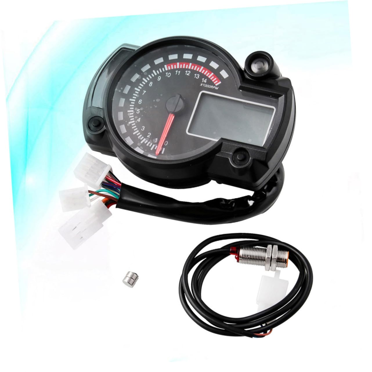 ABOOFAN Motorcycle Dashboard Gauge Digital Speedometer Tach Odometer Battery Voltage Indicator