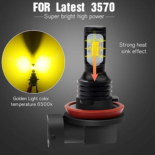 Miniatura 2 de KATUR Bombillas LED antiniebla H11 extremadamente brillantes, 2400 lúmenes, máximo 75 W, alta potencia, H8 H9, LED para circulación diurna, DRL o