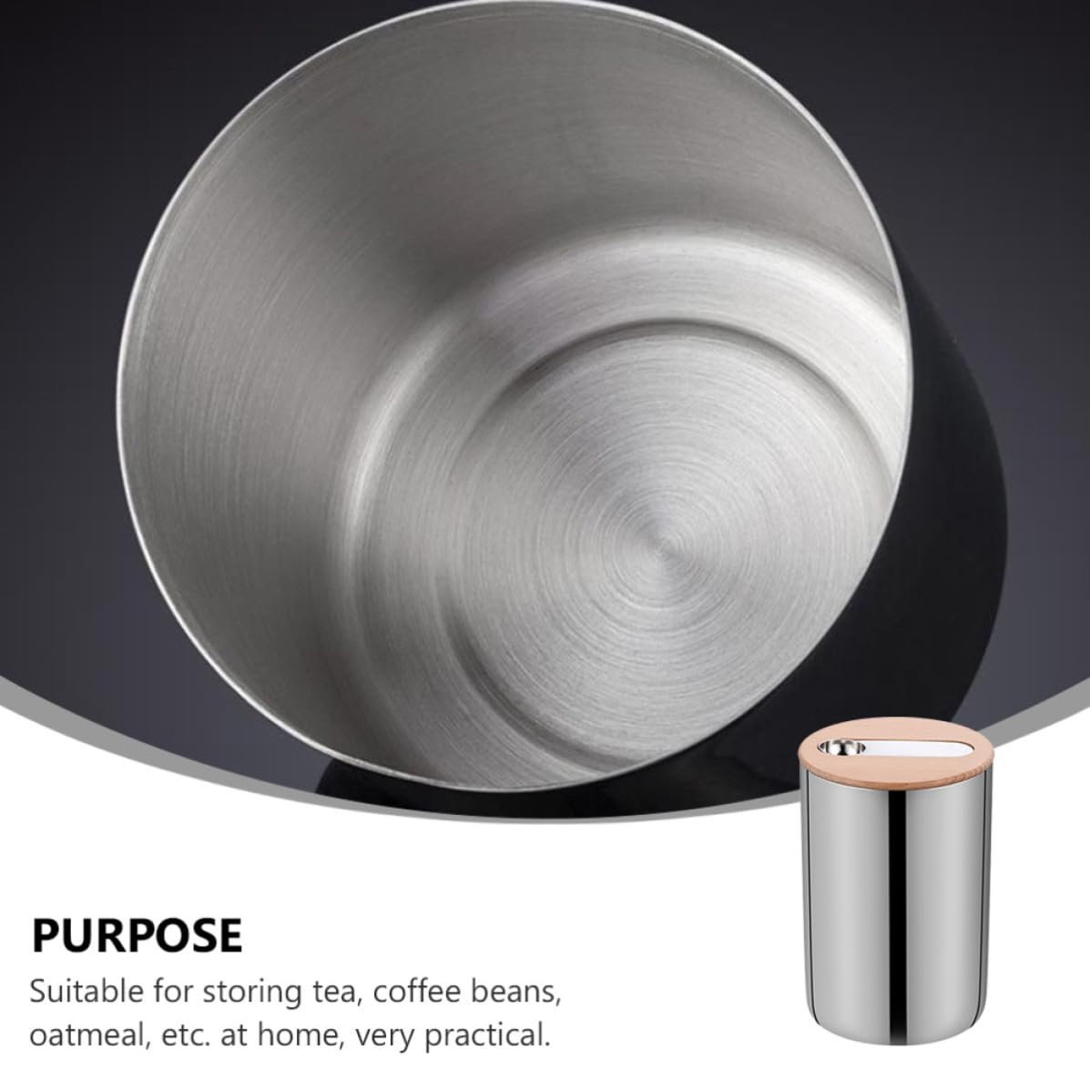 Frasco Sellado de Acero Inoxidable para Alimentos Secos y Té, Plata | Uso Doméstico, Almacenamiento en Cocina, Acabado Pulido Fino, Diseño Simple, Resistente y Duradero