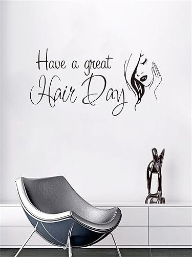 Miniatura 7 de Vinilo adhesivo de pared para peluquería, arte creativo de vinilo para peluquerías y estudios de peluquería, 24 x 12 pulgadas (negro, JZY055-Hair