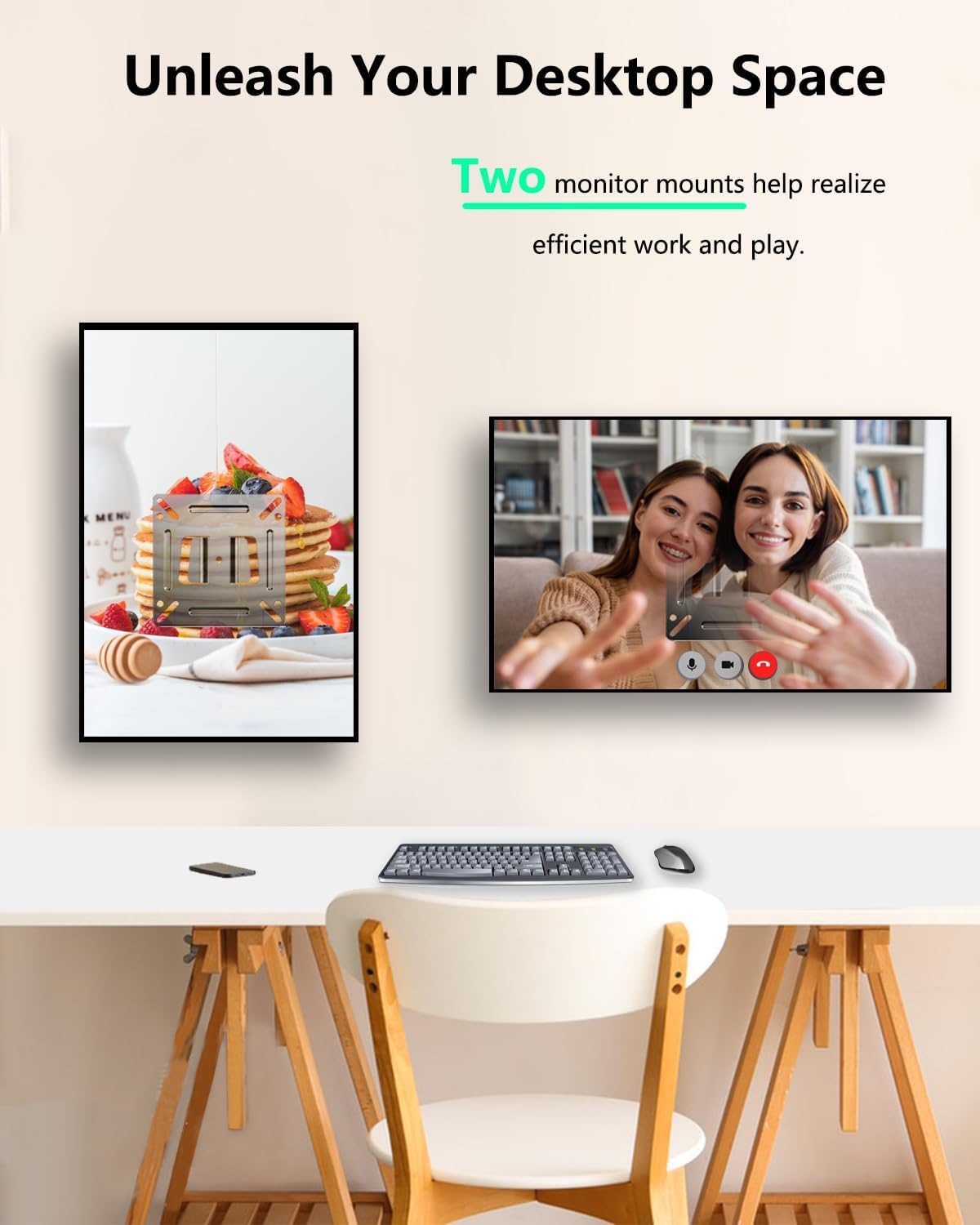 Paquete de 2 soportes de pared para monitores de computadora, soporte de TV pequeño para televisores LED LCD de 14 a 27 pulgadas, soporte de TV RV de perfil bajo fijo con soporte VESA de 100