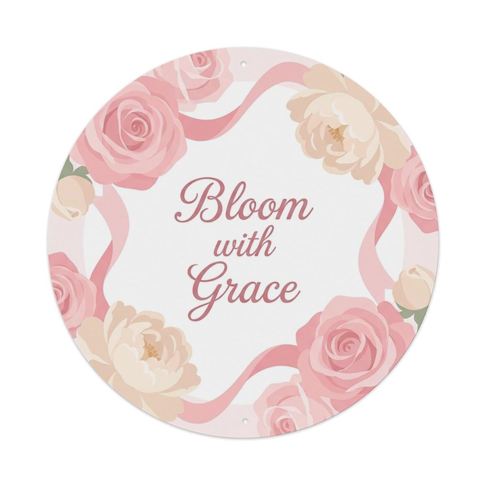 Romantic She Shed Floral Bloom with Grace Metal Tin Sign