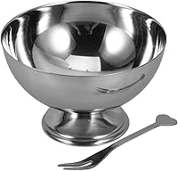Vista 10 de Cabilock Taza de postre de acero inoxidable de 3.6 pulgadas, cuenco de helado plateado con base con pies para ensalada Sundae Parfait Snack Servir