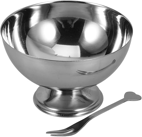 Miniatura 10 de Cabilock Taza de postre de acero inoxidable de 3.6 pulgadas, cuenco de helado plateado con base con pies para ensalada Sundae Parfait Snack Servir