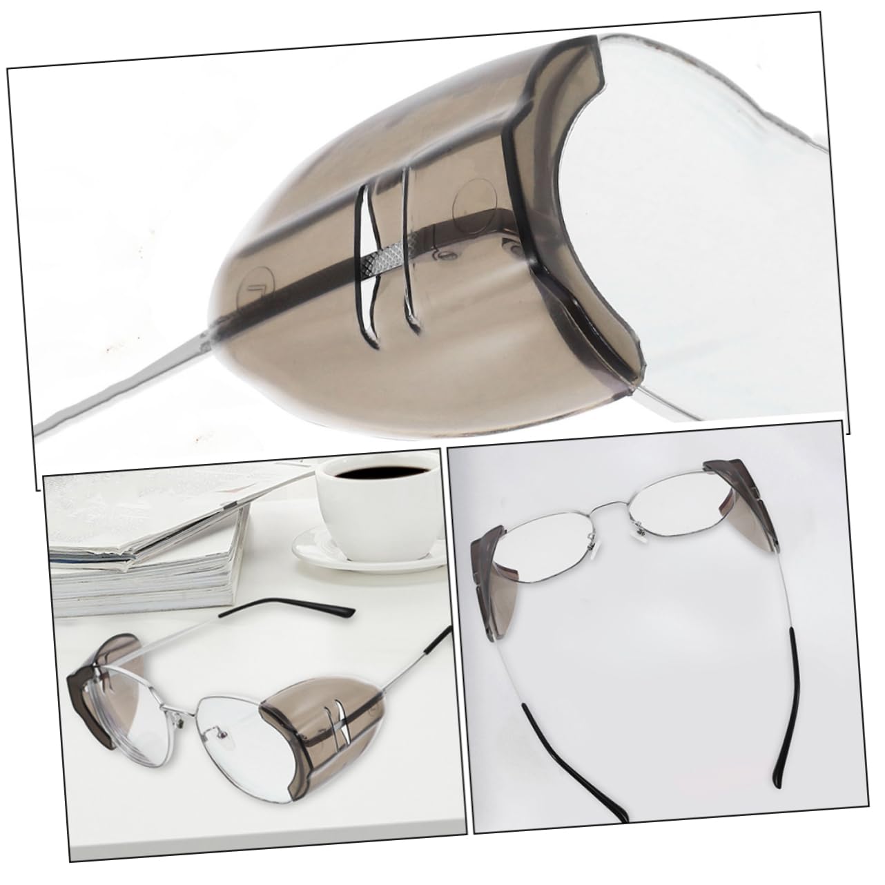 NOLITOY 20pares Laterales Para Gafas Escudos Flexibles Antiviento y Antisalpicaduras Protección Para Lentes Fácil Instalación y Durabilidad