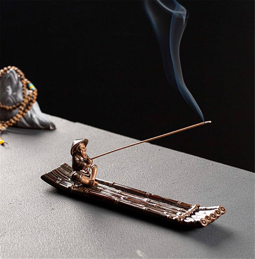 Amazon｜gannbarou お香立て 線香立て 釣りをする翁 おしゃれ 横