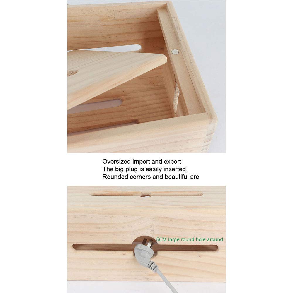 Scatola portaoggetti in legno, per la gestione dei cavi, per nascondere cavi di prolunga e cavi di alimentazione, 35 x 18 x 15 cm
