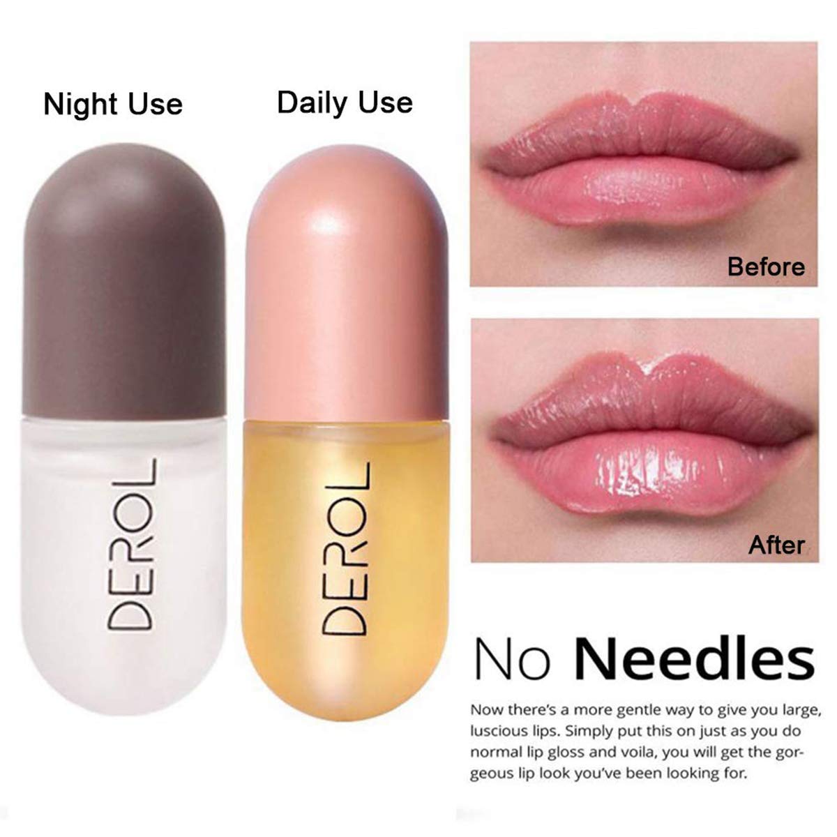 2 Pcs Lip Plumpe - Natural Lip Plumping and Lip Care, Day & Night Serum, Softer Bigger Fuller Lips, Lip Plumping Lip Gloss, Hydrating and Reduce Fine Lines, No Chapped Lips : Beauty & Personal Care