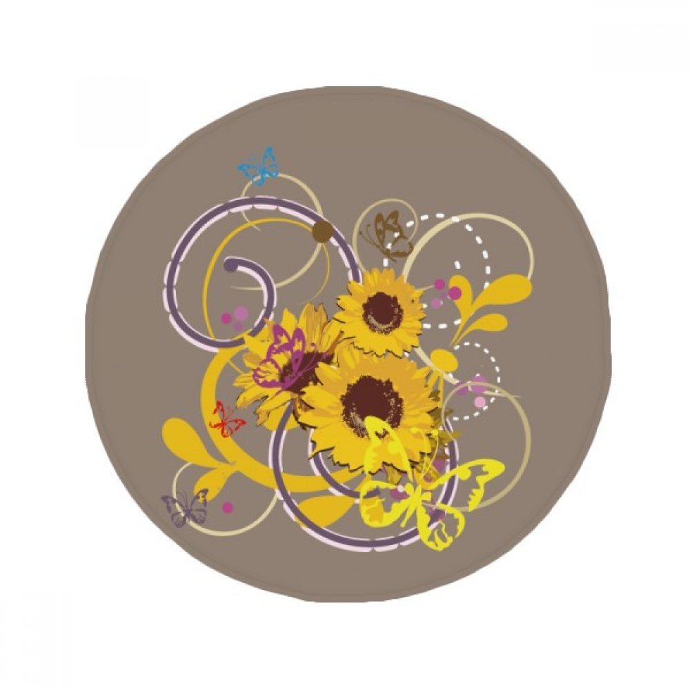 Tapis de sol tournesol rond salle de bain antidérapant multicolore 80cm