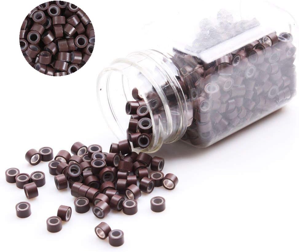 Vcedas (Light Brown) - Vastitude 1000PCS Silicone Micro Link Rings Beads for Hair Extensions Tool (Light Brown)