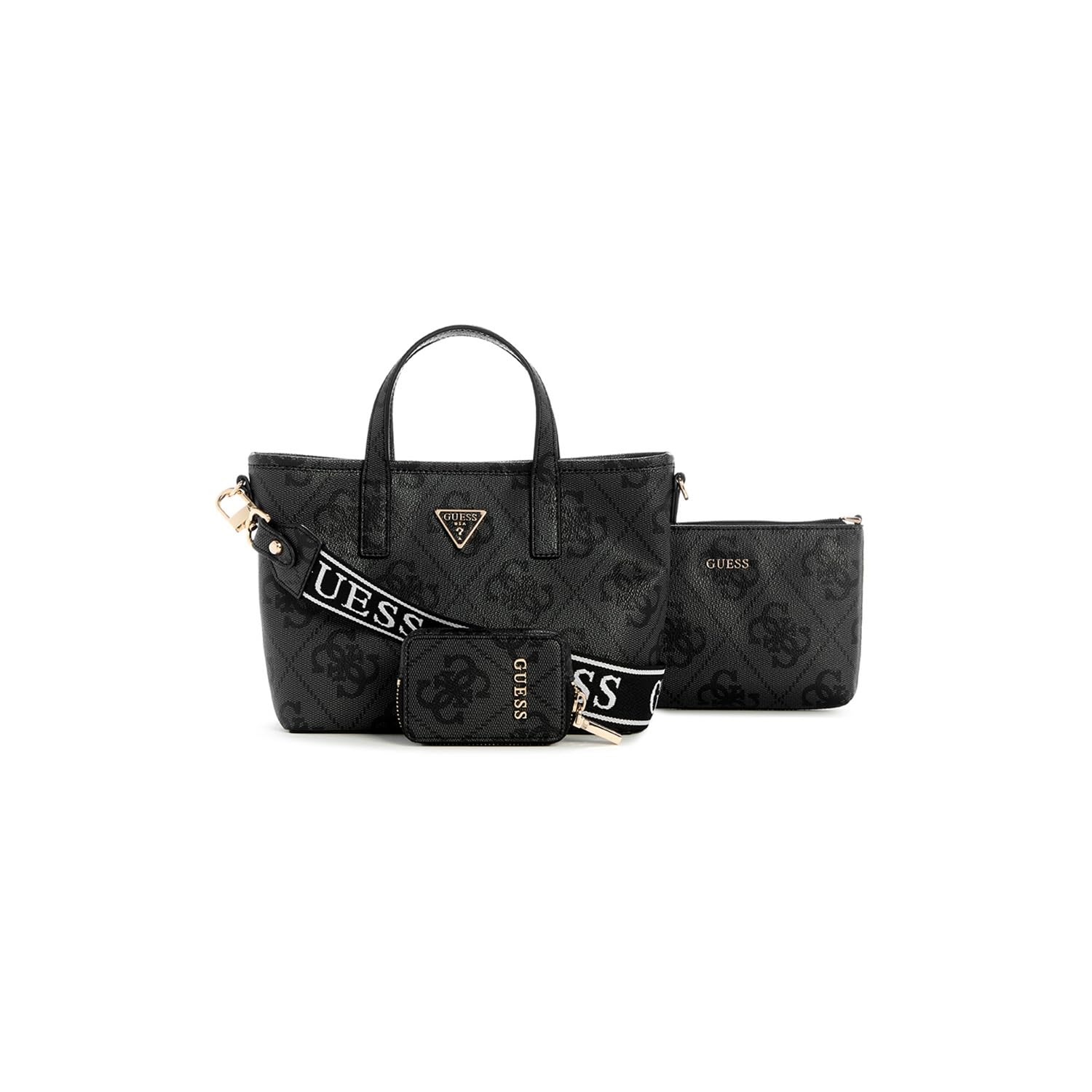 guess Charcoal Grey Printed Latona Mini Tote Bag-picture-13