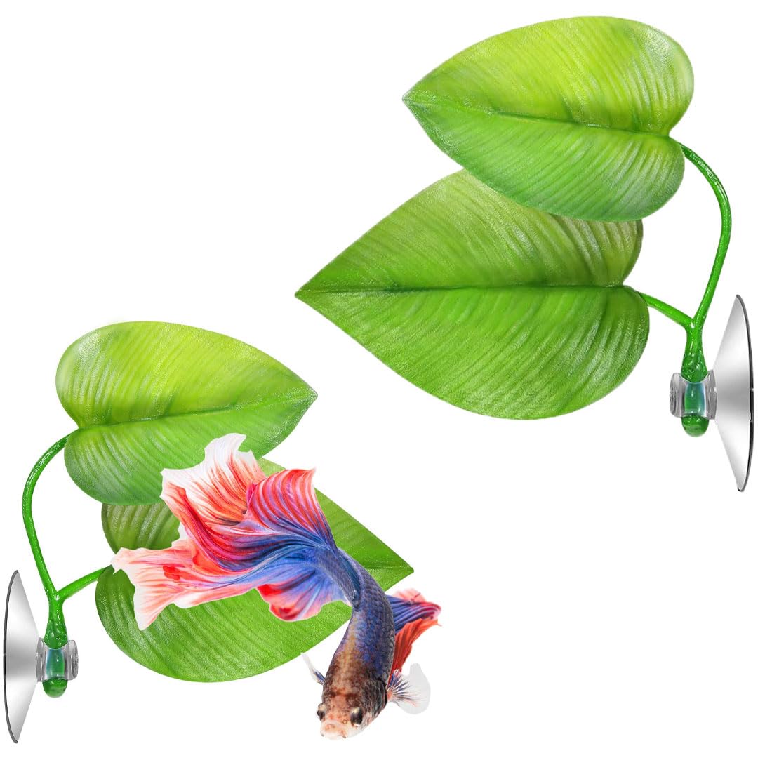 JOCXZI Betta Camas Bed Hojas Hamaca para Betta Pez YUTOU Planta Artificial Hojas Betta Acuario Decoración con Ventosa Plantas Agua Plantas Decoraciones Simulación Natural(2Pcs)