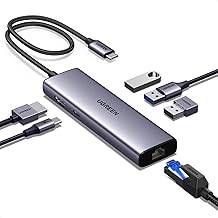 UGREEN Revodok USB C Hub, 6-in-1 USB Multiport Adaptor, 1Gbps USB-C to Ethernet Adapter, 4K HDMI, 100W PD, 3x 5Gbps USB-A Ports, Aluminum Compact USBC Dock for MacBook, HP, Dell Laptops, iPad Pro