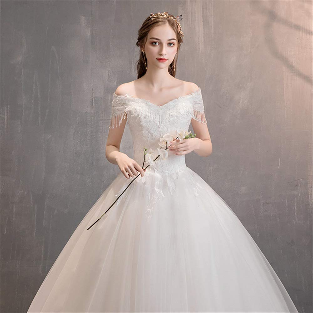 Vestido de Noche de Bodas de Dama de Honor Largo con Encaje Sexy Femenino, Blanco, l