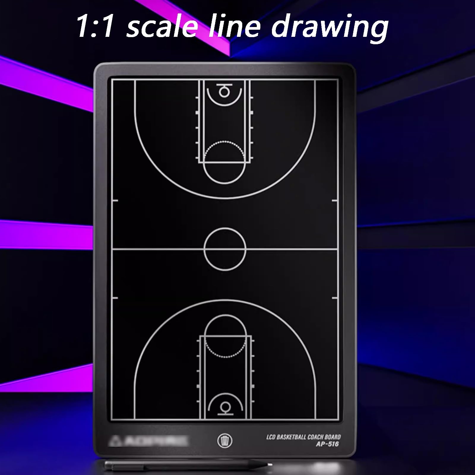 Pizarra Táctica de Baloncesto LCD, Pizarra de Entrenamiento de Baloncesto, Pizarra de Estrategia con Bolígrafo, Ligera y Portátil, para Entrenamiento y Enseñanza