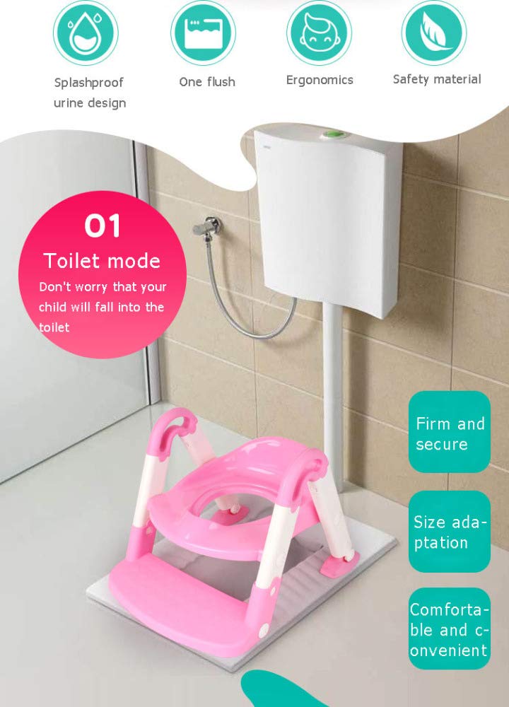 Reductor De WC Portatil, Asiento De Entrenamiento 3-in-1 Potty Travel Potty Y Toilet,Pink