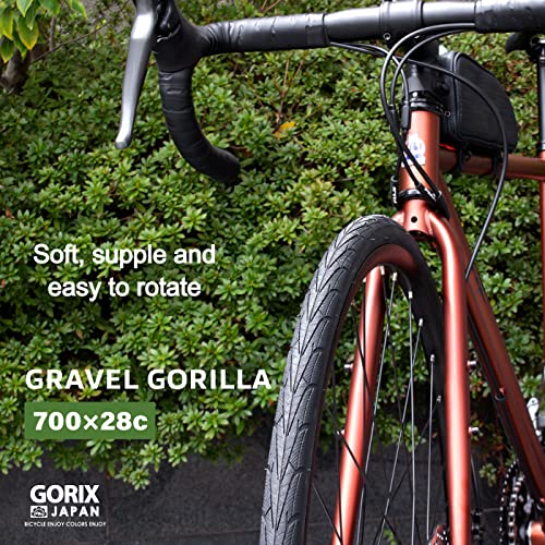GORIX Road Bike Clincher Tire 700×28C Tread Gravel Road Cycling Bicycle (GRAVEL GORILLA), Black×Red(1 Tire), 700×25c - Image 3