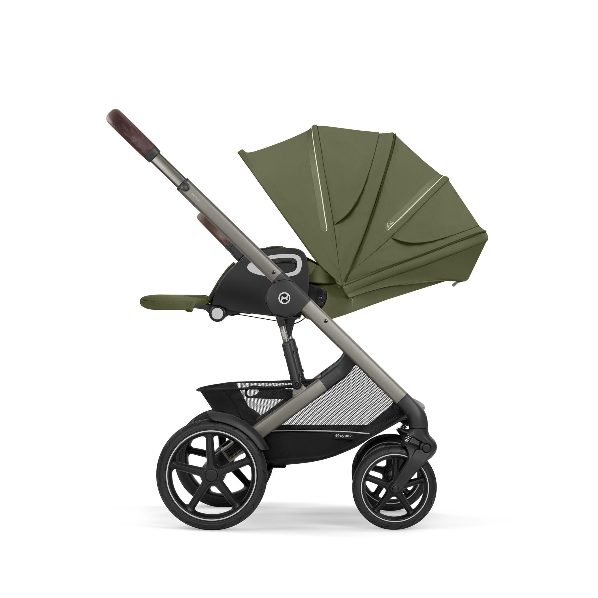 CYBEX Gold TALOS S LUX Kinderwagen, Ab Geburt bis 22 kg, Mit Offroad-Federung, verstellbarem Griff, ergonomischer Liegeposition, Moss Green