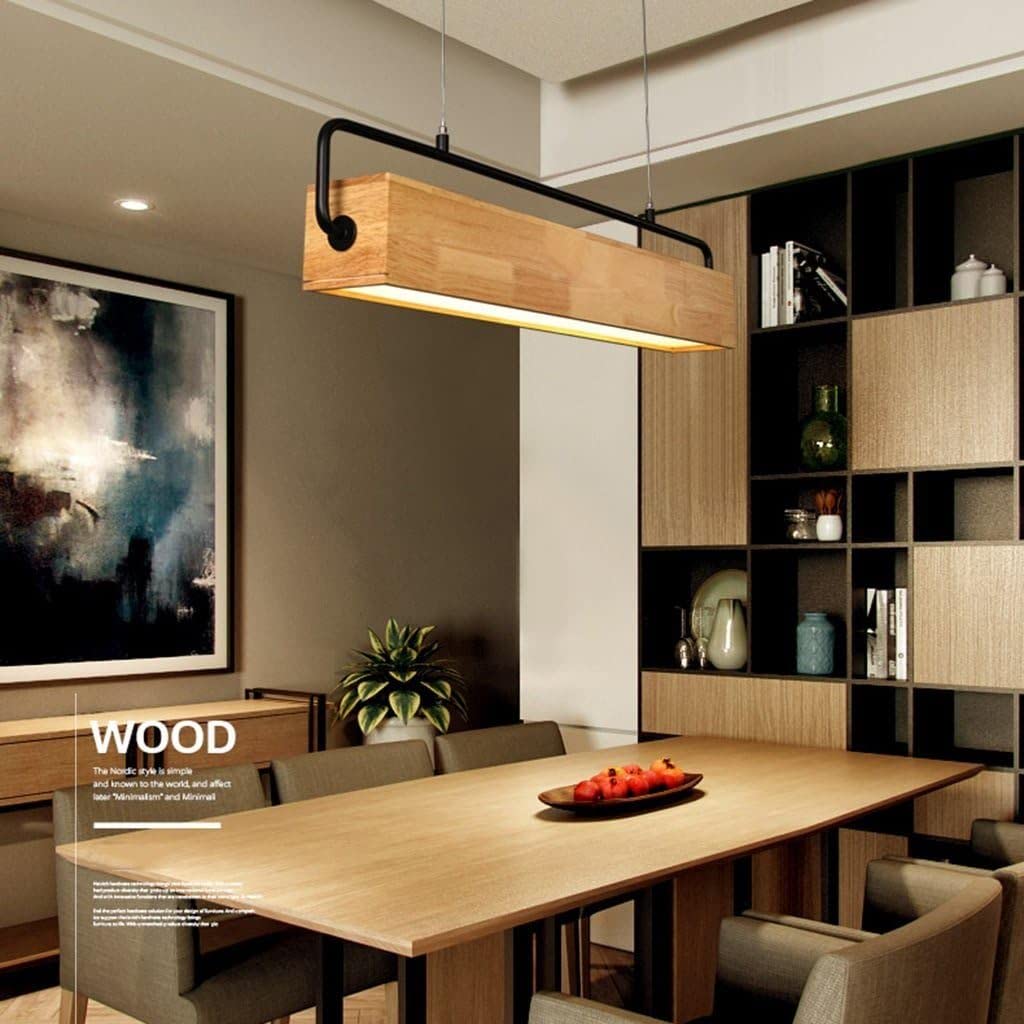 Lights Rectangular Wooden Led Chandelier Dining Room Study Living Room Light