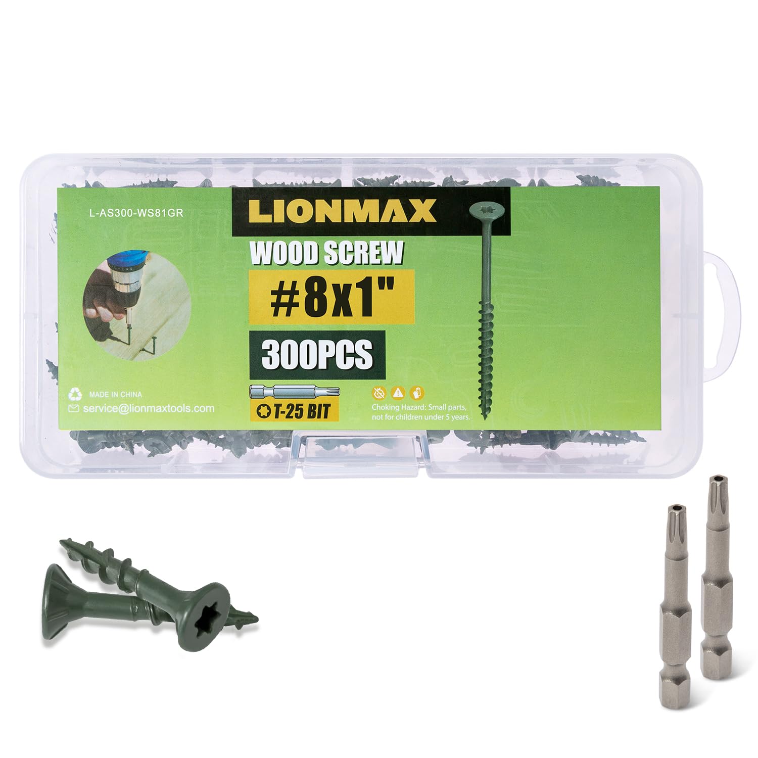 LIONMAX Deck Screws - 300 Pack, 1-1/2 Inch -24 LIONMAX Deck Screws - 300 Pack, 1-1/2 Inch -24
