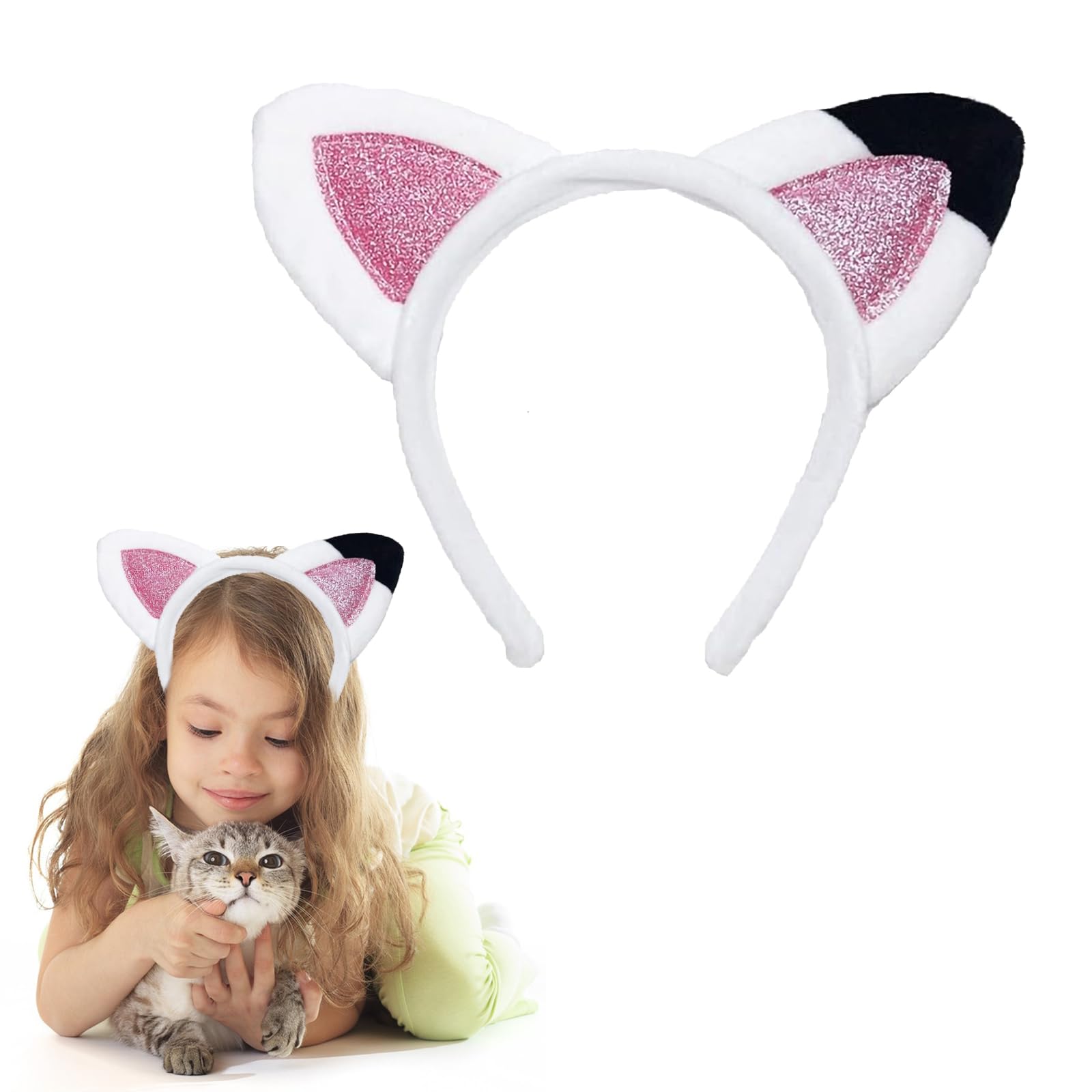 KARELLS Diadema con Orejas,Diadema Orejas de Gato,Diademas con Orejas de Gato,Cat Ears Headband,Linda Diadema Con Orejas De Gato,Orejas de Gato,Diadema para el Pelo,para Disfraz de Carnaval,Cosplay