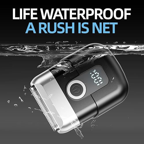 Miniatura 2 de Mini afeitadora de triple lámina para hombre maquinilla de afeitar eléctrica, agarre ergonómico, resistente al agua IPX7, tiempo de funcionamiento