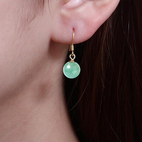Miniatura 4 de 8.5mm Jade Drop Earrings for Women Green Jade Earrings 925 Sterling Silver Handmade Dangle Earrings Good Luck Jade Earrings Gift for Birthday