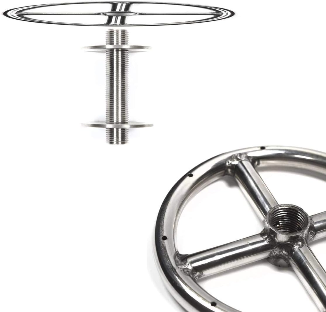 EasyFirePits Stainless Steel Fire Ring Mounting Kit and 316 Stainless Round Burner (6.00, 6 Inch Single Ring)