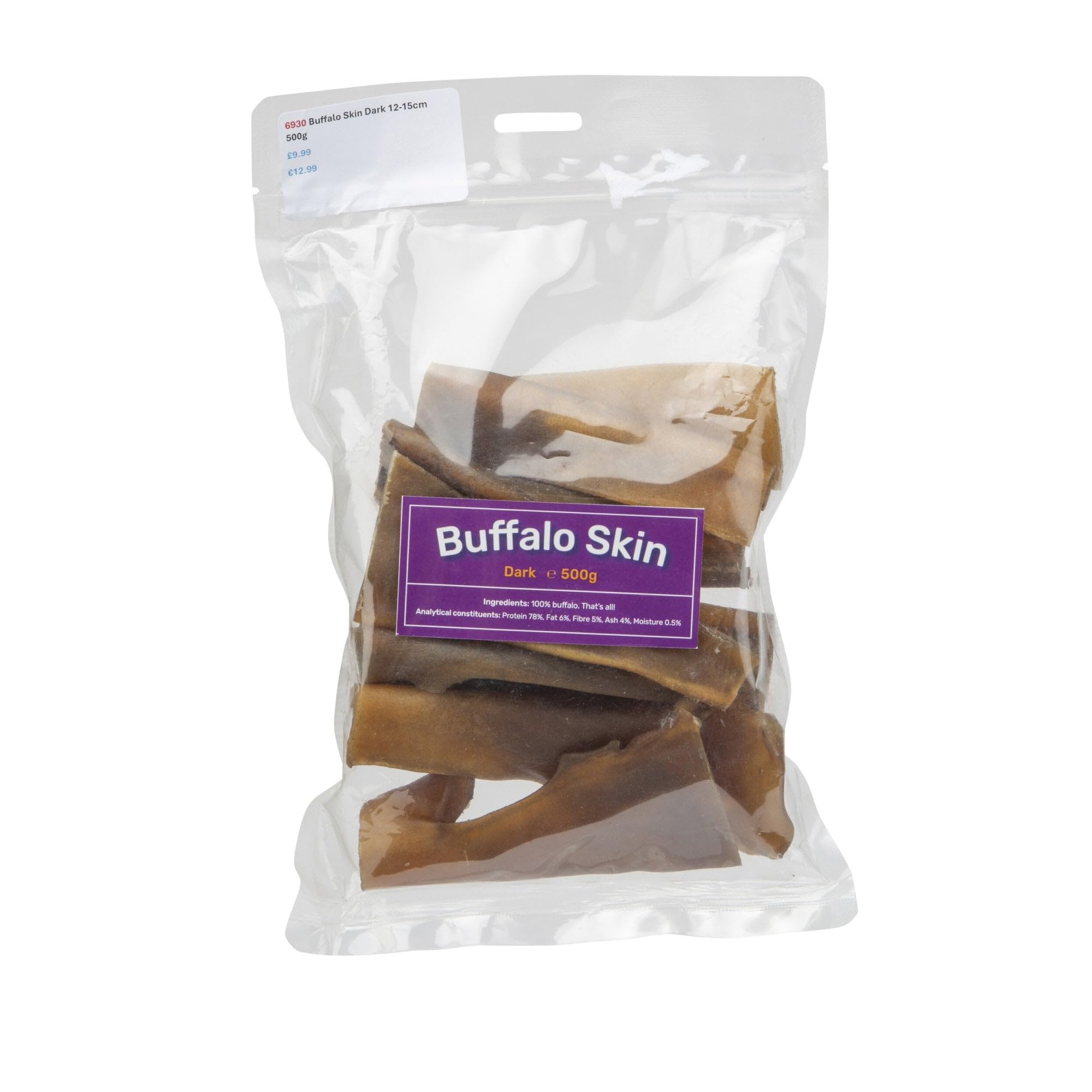 Digby & Fox Buffalo Skin Dark Dog Chews | 100% Natural High Protein Treats | Long-Lasting, Grain-Free Chews for Dental Health & Strong Jaws | Air-Dried Healthy Snack | 500g Pack