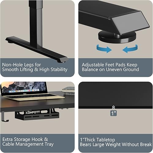 Miniatura 9 de Tangkula Escritorio eléctrico de pie con motor doble, 48 x 30 pulgadas, altura ajustable, estación de trabajo para computadora con controlador de